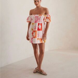 NWT SABO Zoi Babydoll Dress - Palm Tile Fuego XS